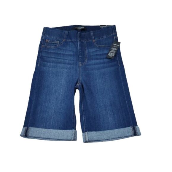 Liverpool Chloe Bermuda Pull On Stretch Jean Shorts Size 2 26 Blue Rolled - Picture 2 of 9
